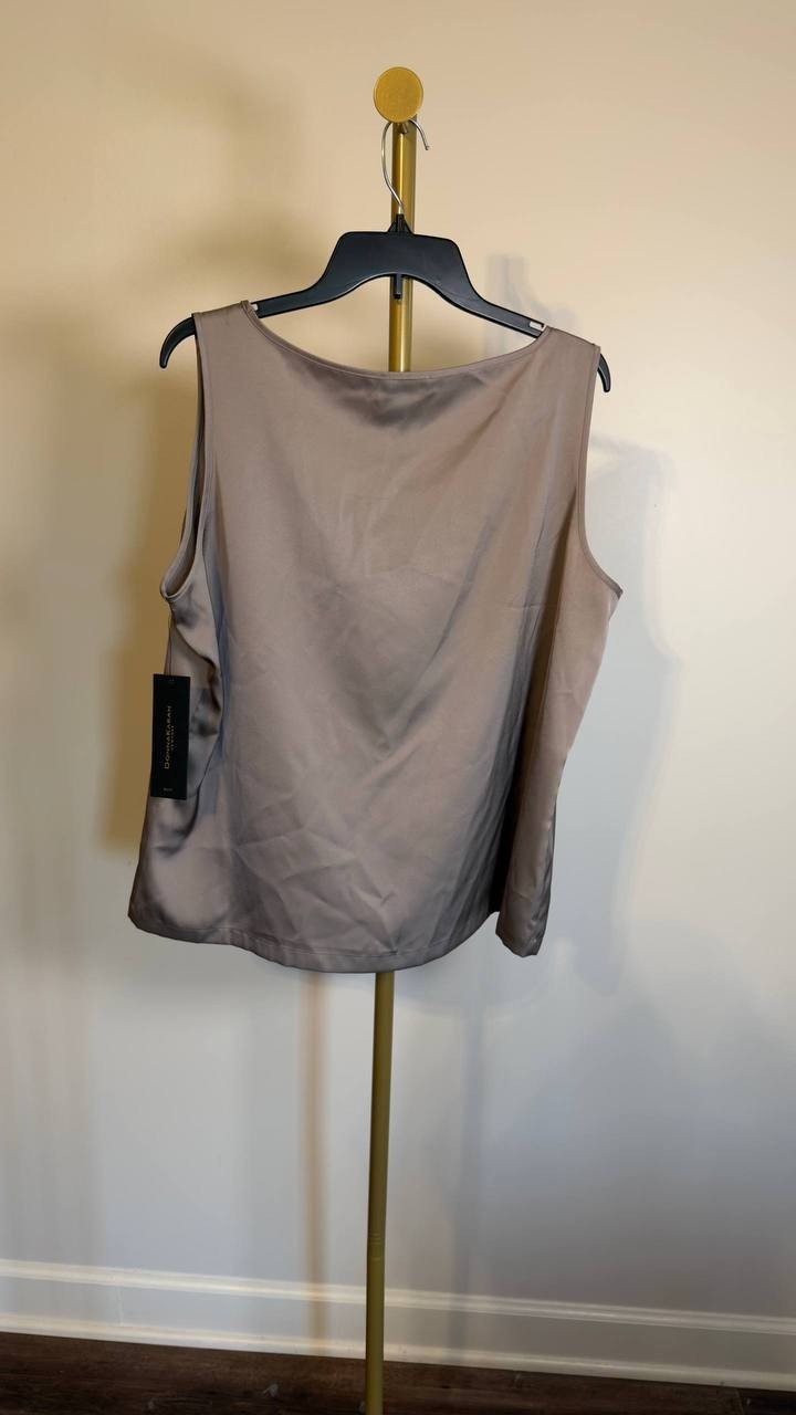 Donna Karan NY Scoop‑Neck Satin Camisole Grey XL NWT $59