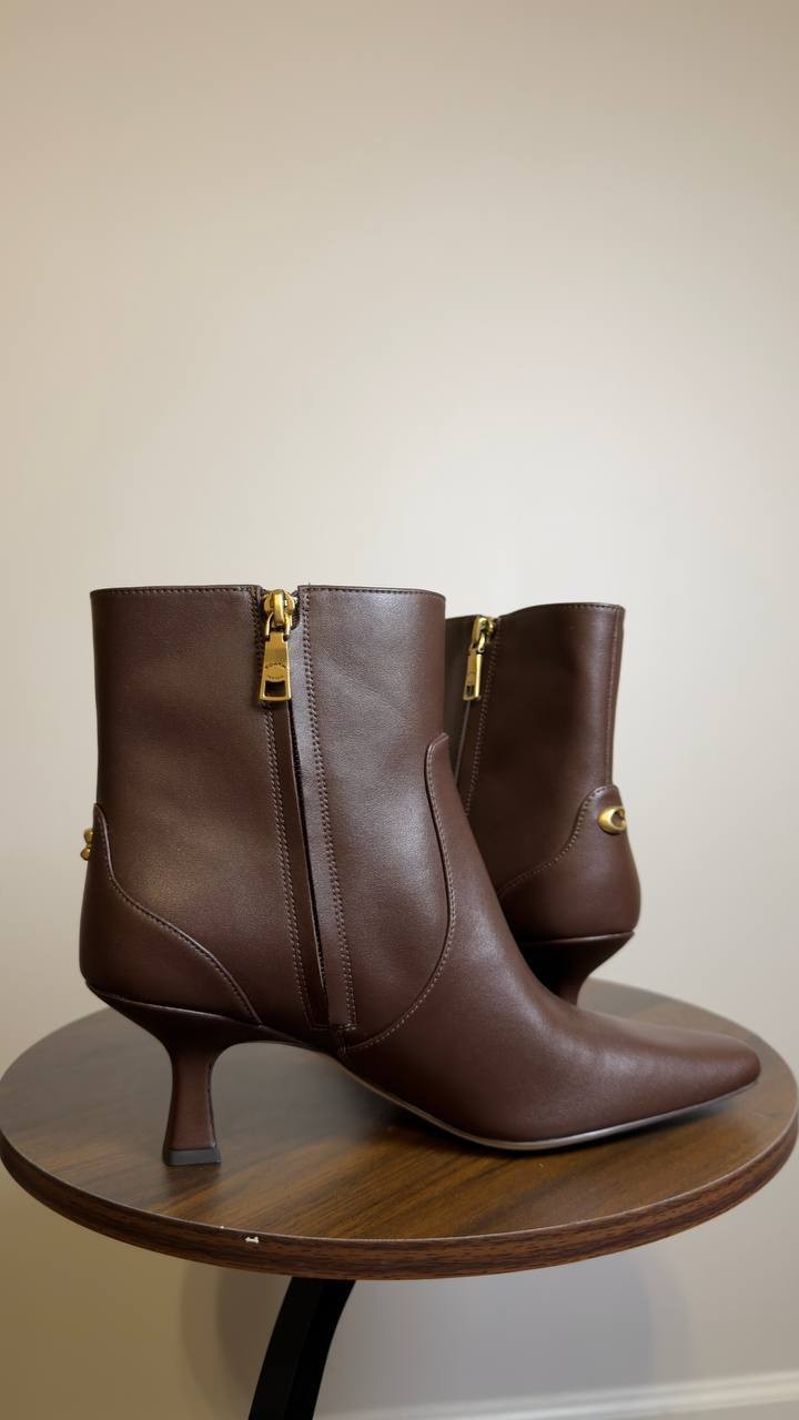 Coach Kitten Heel Booties Brown 8 B New $250.00