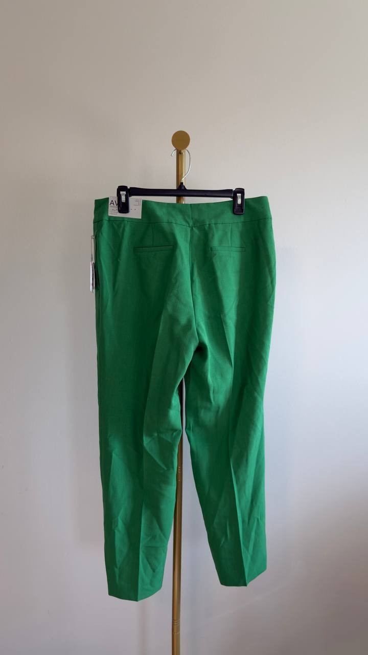 Kasper Ava Straight Leg Stretch Crepe Pants Lush Green 10P NWT $79