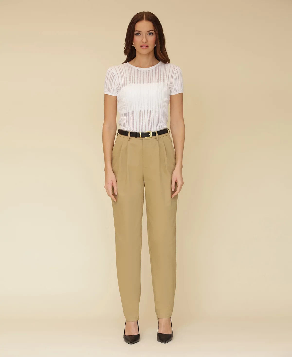 Avec Les Filles High-Waisted Belted Tapered Pants – Size 12