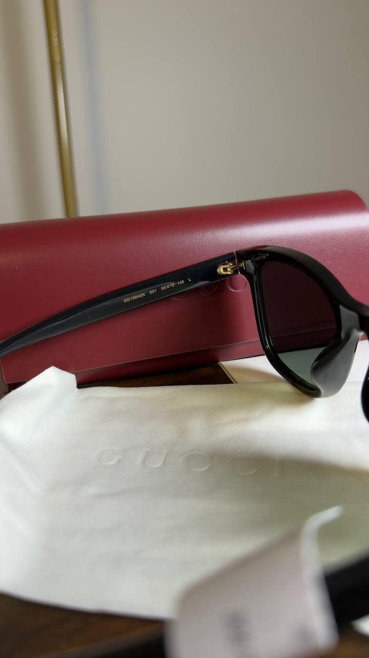 Gucci  Women’s  Acetate  Square  Sunglasses  Black  OS  NWT  $305
