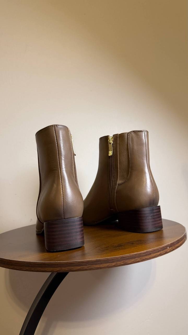 Easy Spirit Sidney Booties 6M Taupe Leather Square Toe Zip Comfort NIB msrp$169