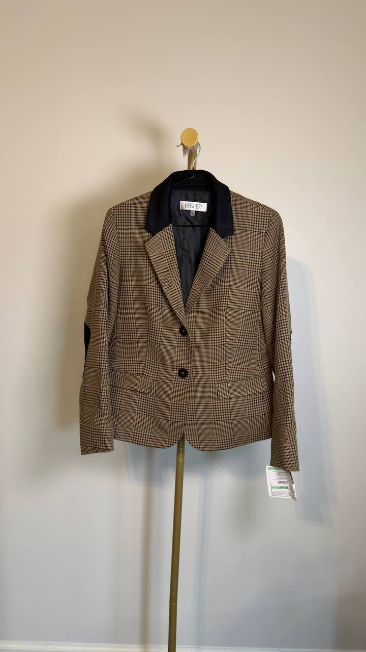 Kasper Plaid Two‑Button Notch‑Collar Jacket Pink Perfection Multi 8P NWT $139