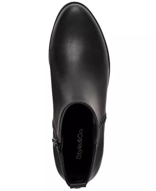 Style & Co Aidenn Block Heel Booties Black 8M Man‑Made $79.90 NWB