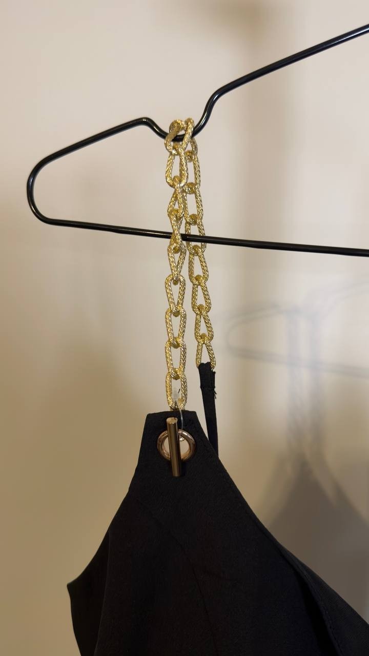 Seni & Cade Chain‑Strap Fit & Flare Sleeveless Dress Black L  NWT $79