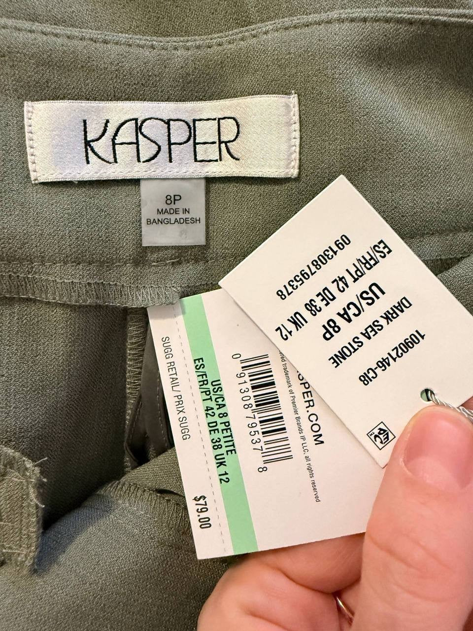Kasper Flat Front Slim Pants – Dark Sea Stone – 8P – NWT – $79