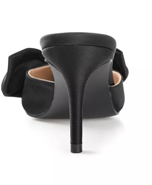 Journee Black Satin Tiarra Bow Heels 8.5M New in Box $93