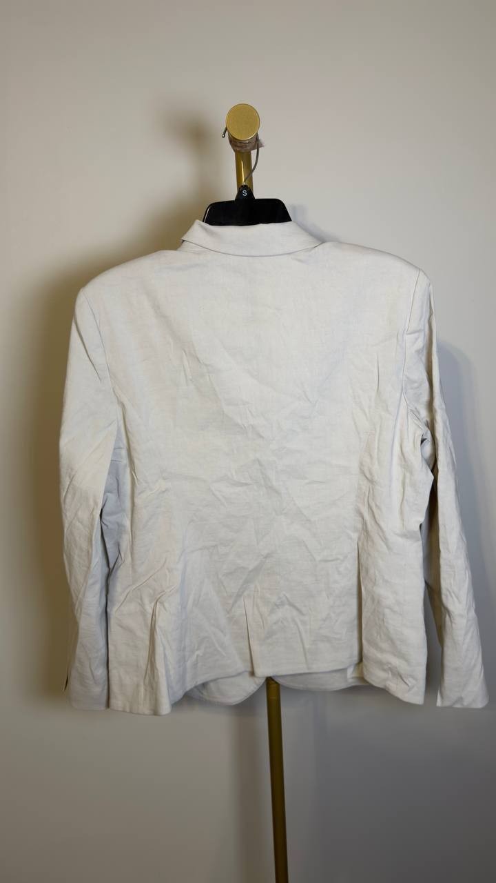 Theory Shrunken Linen Blend Jacket White Clay 12 NWT $465