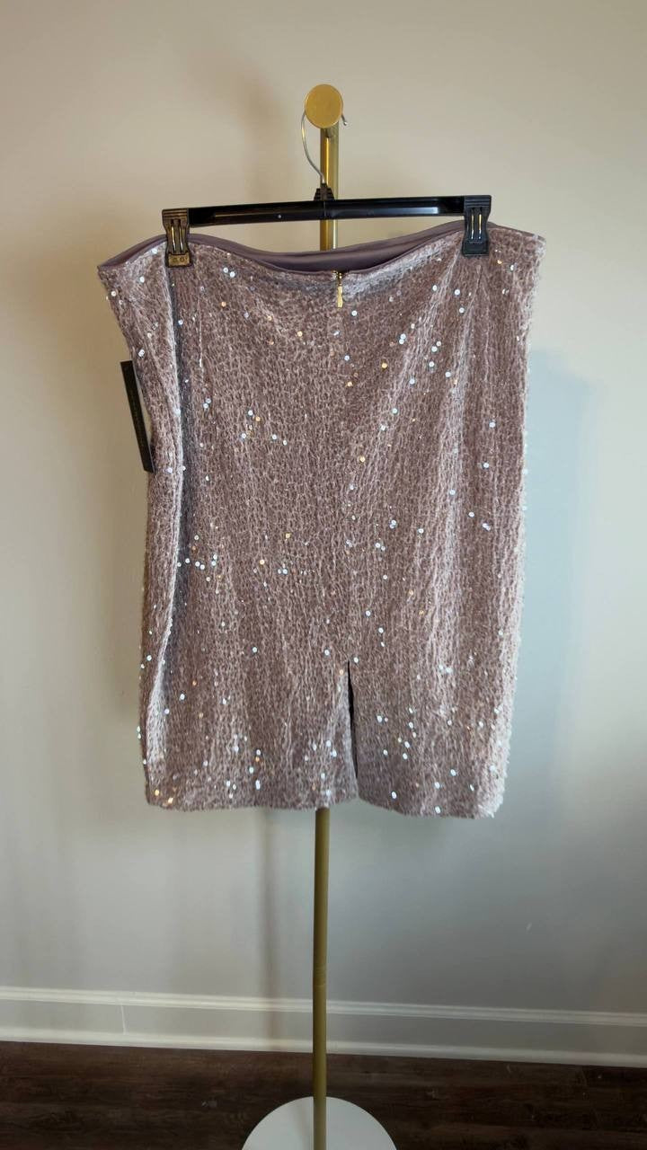 Donna Karan NY Sequined Pencil Skirt Beige XL NWT $139