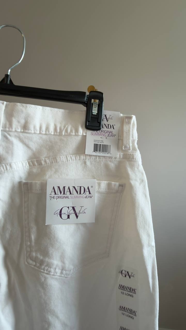 Gloria Vanderbilt Amanda Classic Straight Jeans Vintage White 12 NWT $52