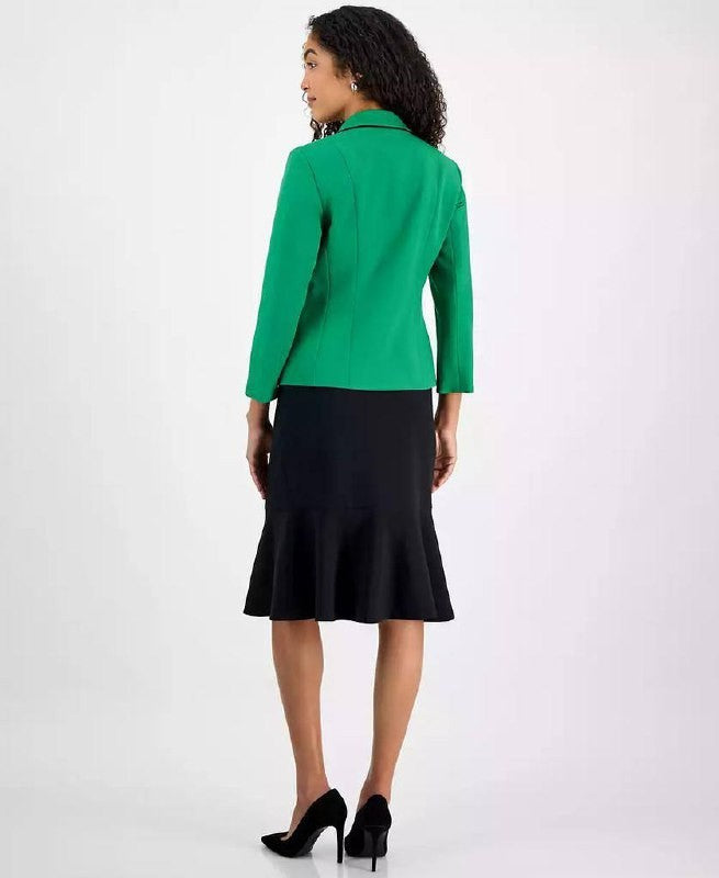 Le Suit 2‑Piece Skirt Suit–Notch‑CollarJacket&Flounce‑Hem Skirt–Size12–NWT–$225