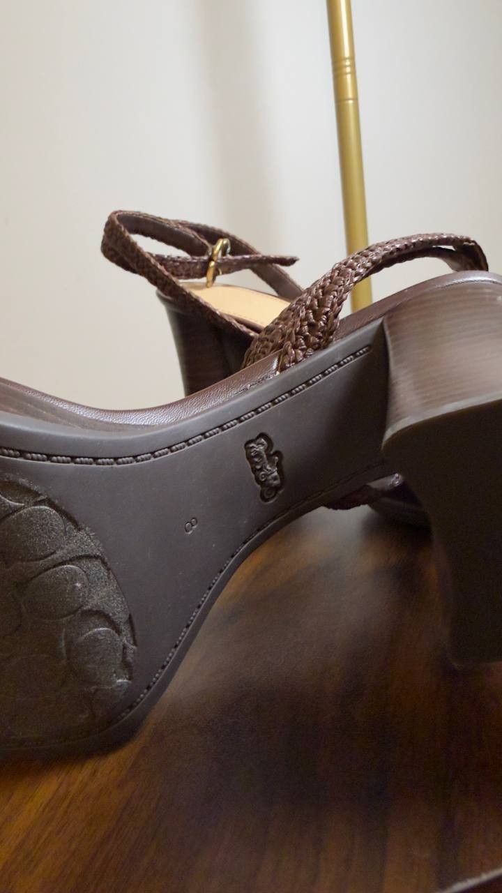 Coach  Platform  Ankle  Strap  Sandals  Maple  8  New  $195