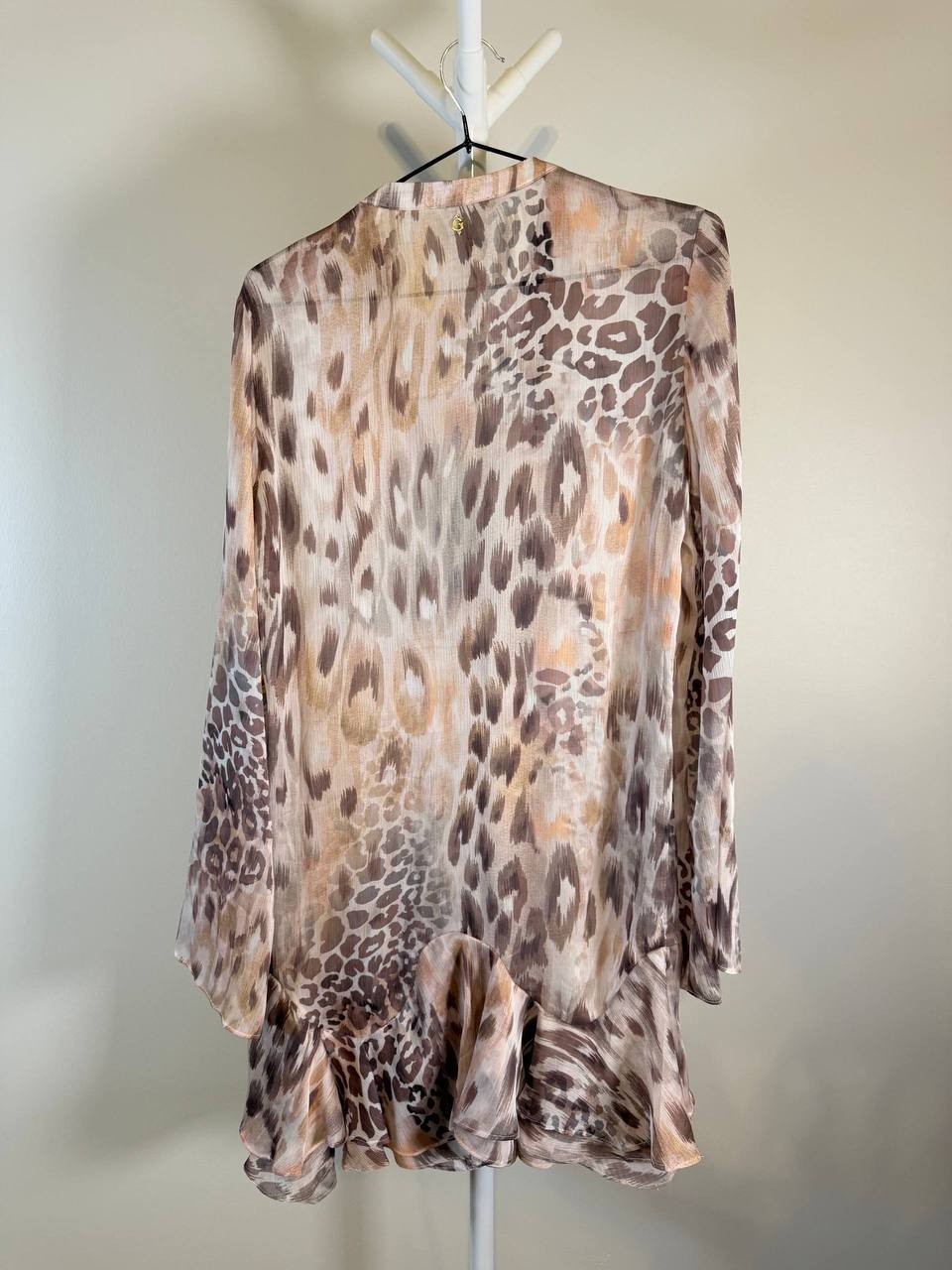 Guess Sibilla Long‑Sleeve Chiffon Mini Dress – Powder – XS – NWT – No Belt-$148