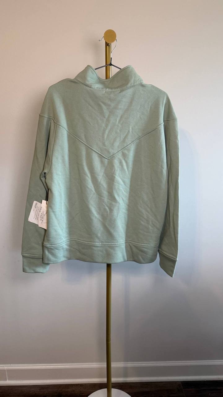 Three Dots Jeanine Quarter‑Zip Pullover Sweater Jadeite L NWT $88