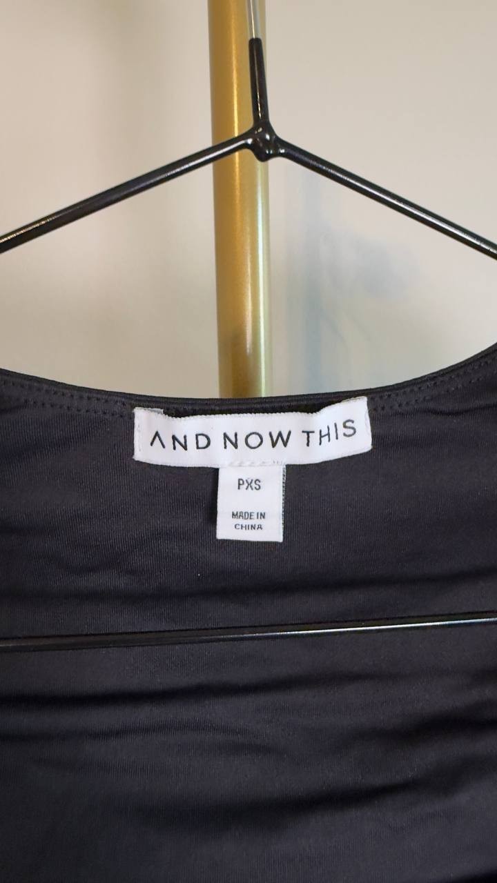 And Now This Petite Square-Neck Cap-Sleeve Top Black PXS Pre-Owned $19.99