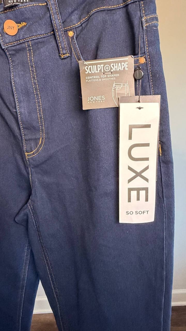 Jones New York Petite High Rise Kick Flare Cropped Jeans Indigo 6 NWT $79.50