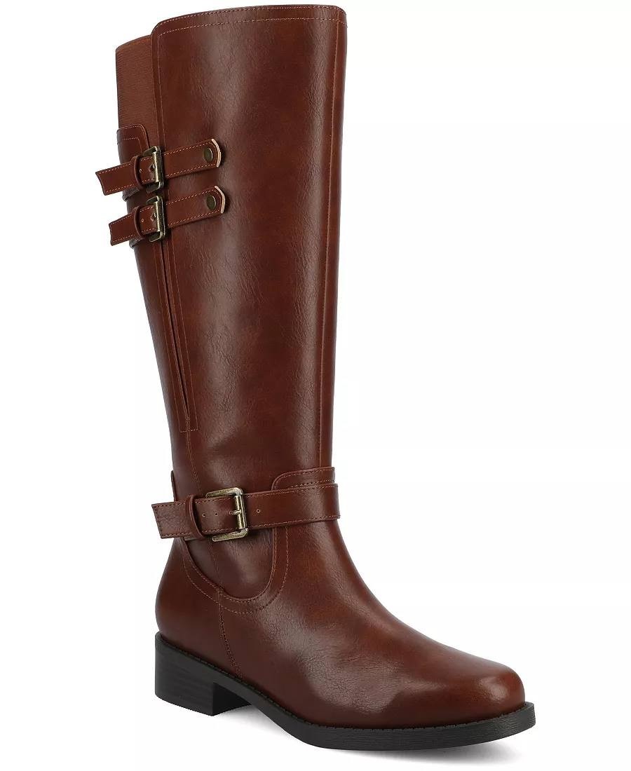 Journee Sonny Boots 10M Cognac Polyurethane Knee‑High Round Toe NIB msrp$122