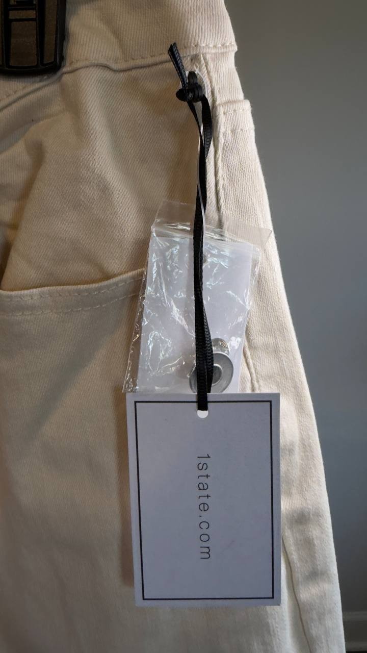 1.STATE Denim Roll-Cuff Wide-Leg Jeans New Ivory 10 NWT $109