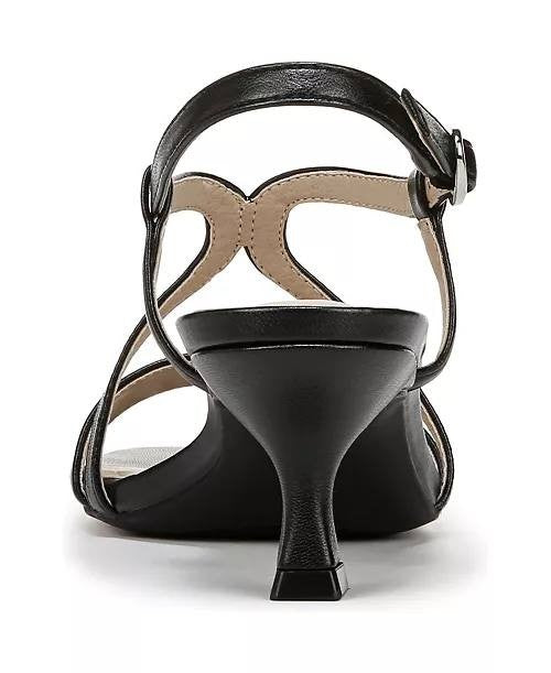 LifeStride Black Faux Leather Slingback Sandals 8.5W NIB $79.99