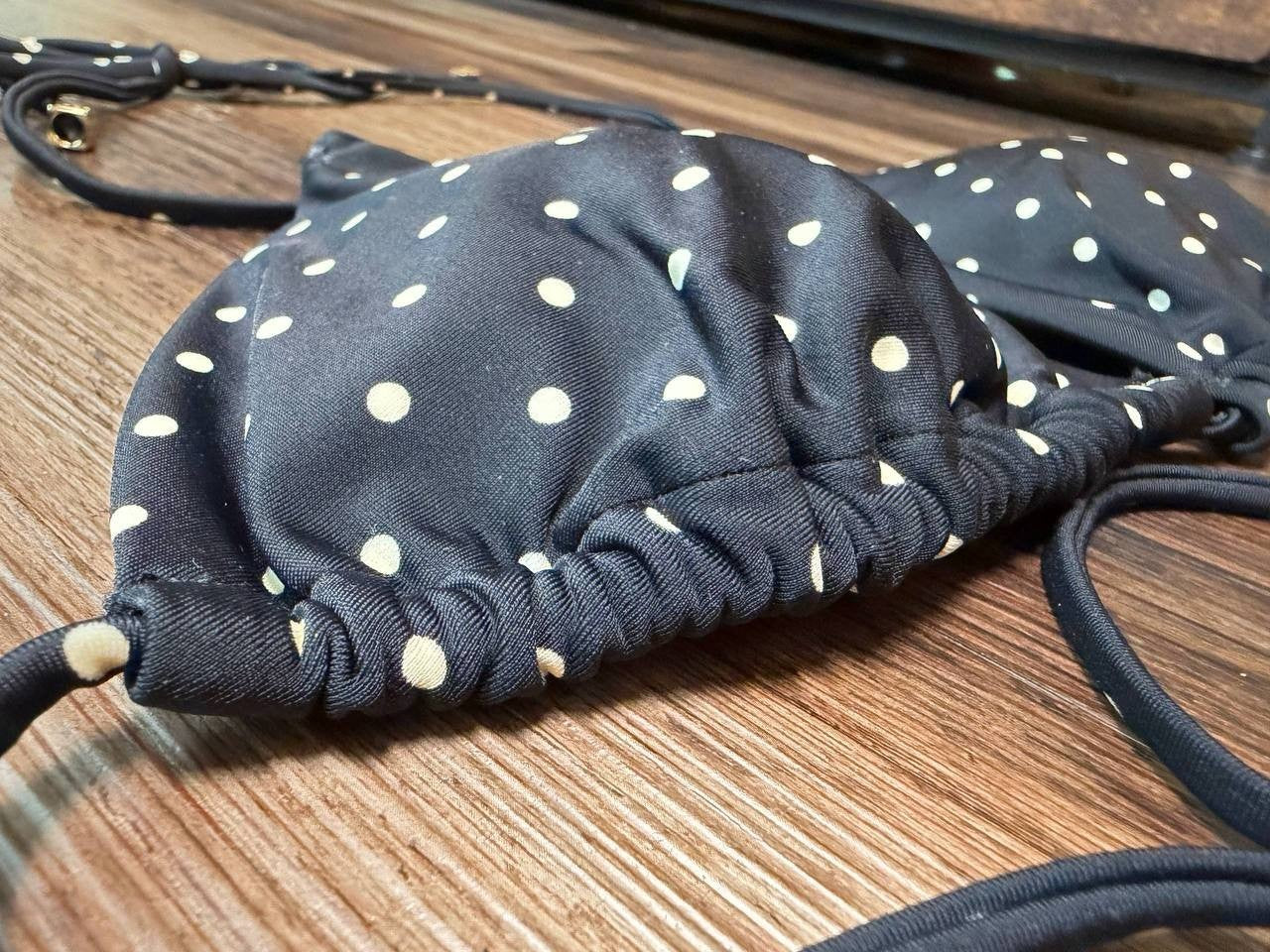 Steve Madden Triangle Swim Top Raven Black MD NWT $66