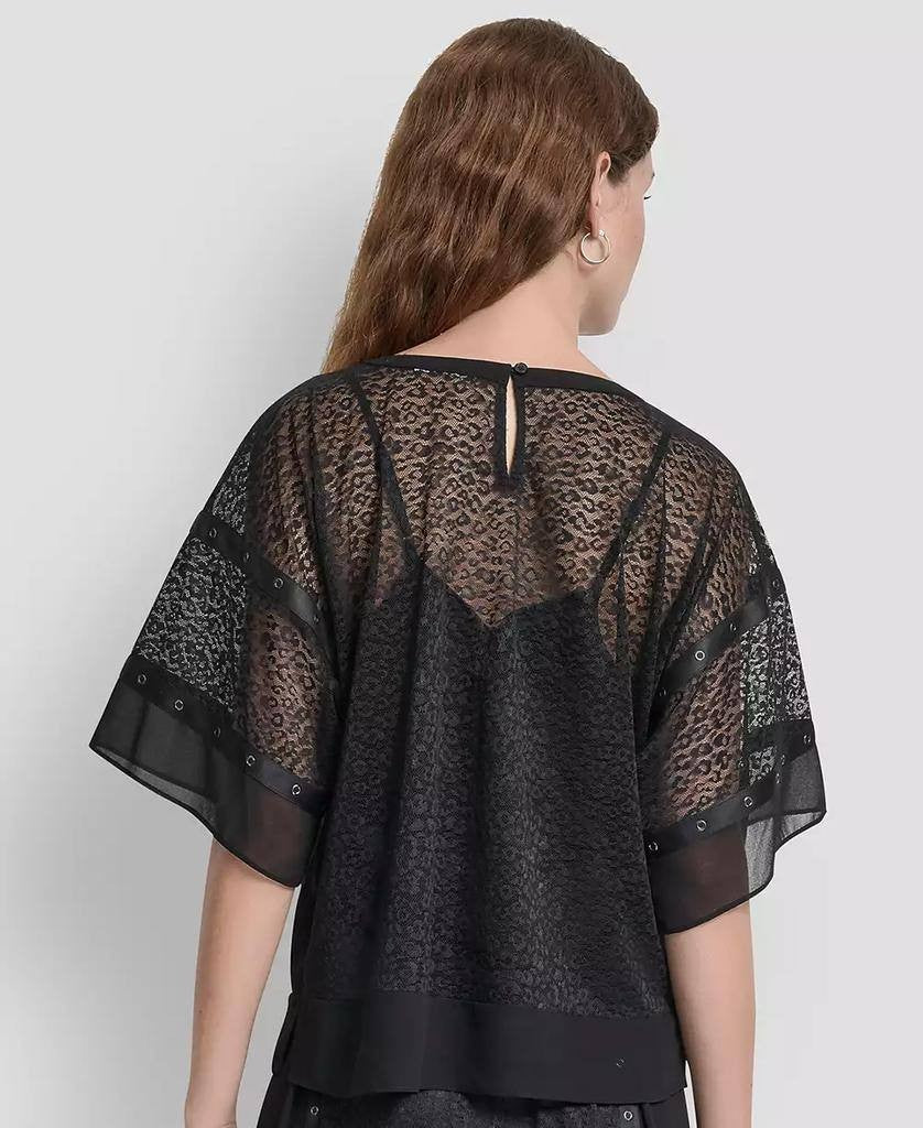DKNY Leopard Mesh Short‑Sleeve Flowy Box Top – Size XL – NWOT – $109