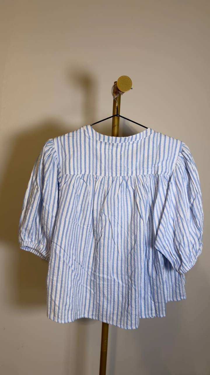 Splendid Women’s Madelyn Stripe Blouse White/Azure S NWT $138