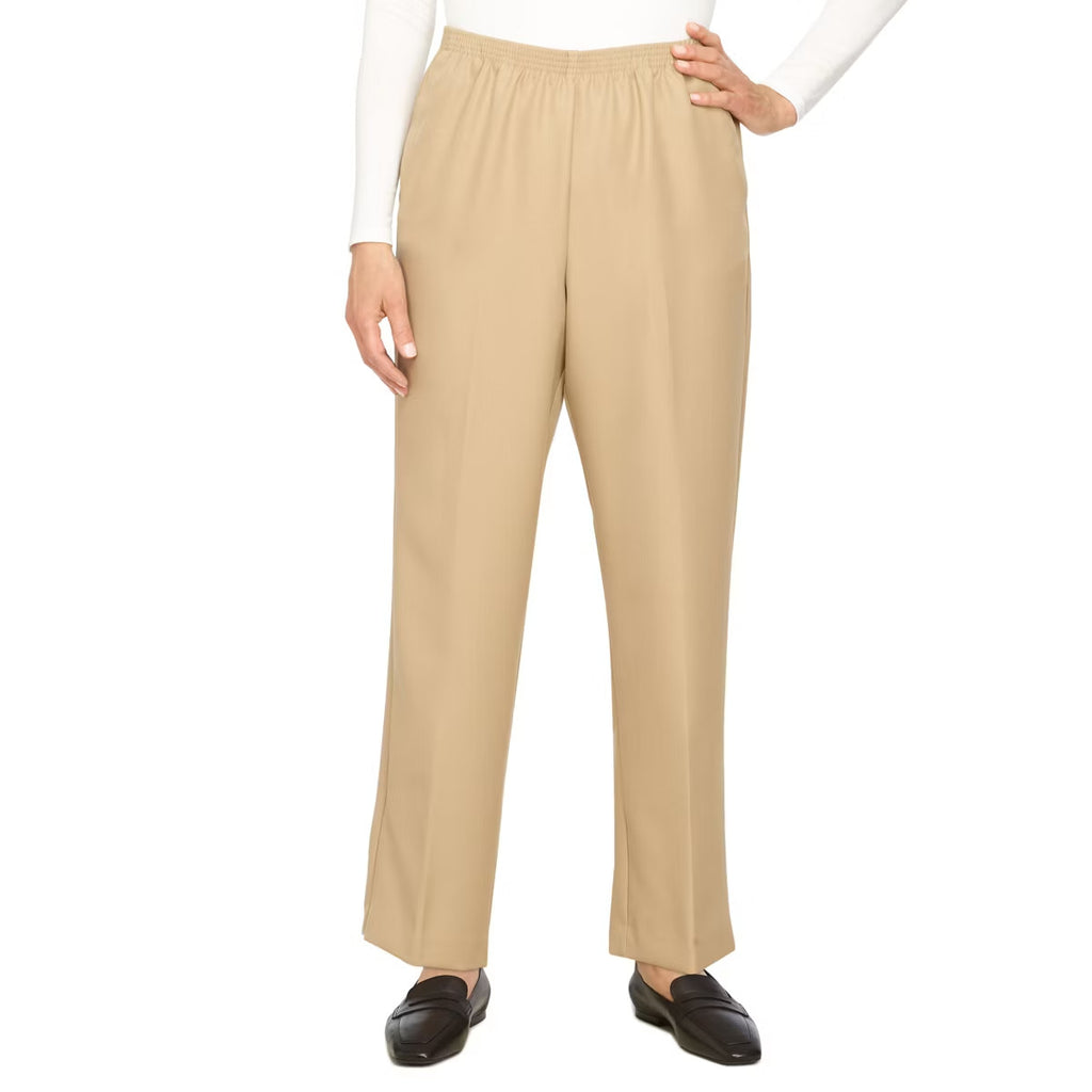 Alfred Dunner Classic Pull‑On Pants – Tan – Size 6P – NWT