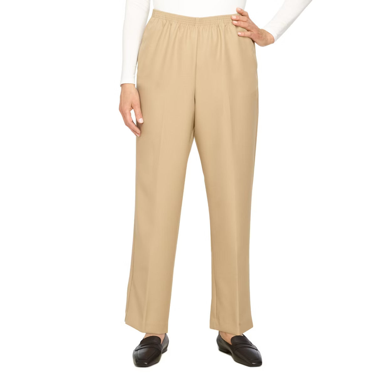 Alfred Dunner Classic Pull‑On Pants – Tan – Size 6P – NWT