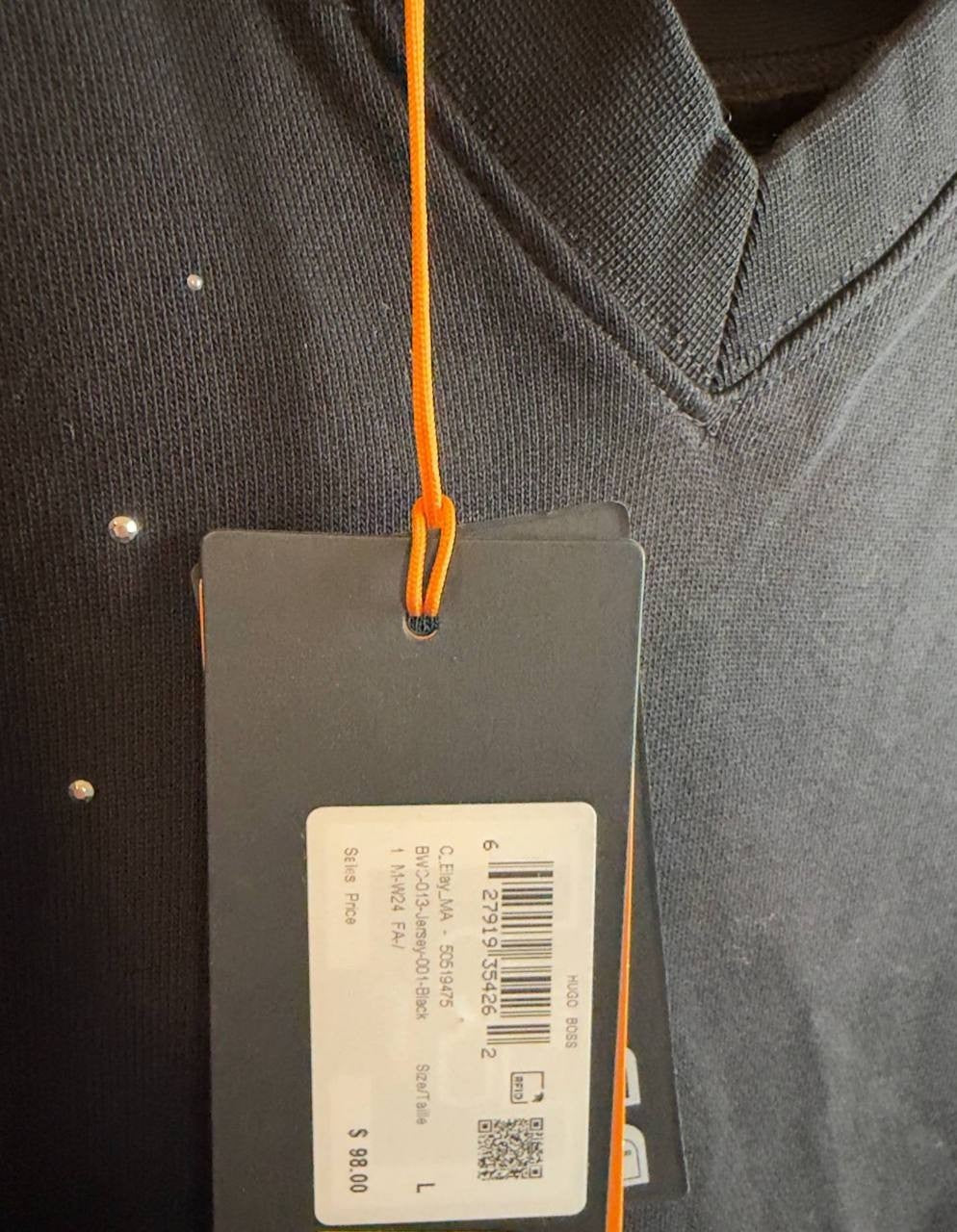 BOSS Orange Elay Embellished Cotton Sweater Black L NWT $98