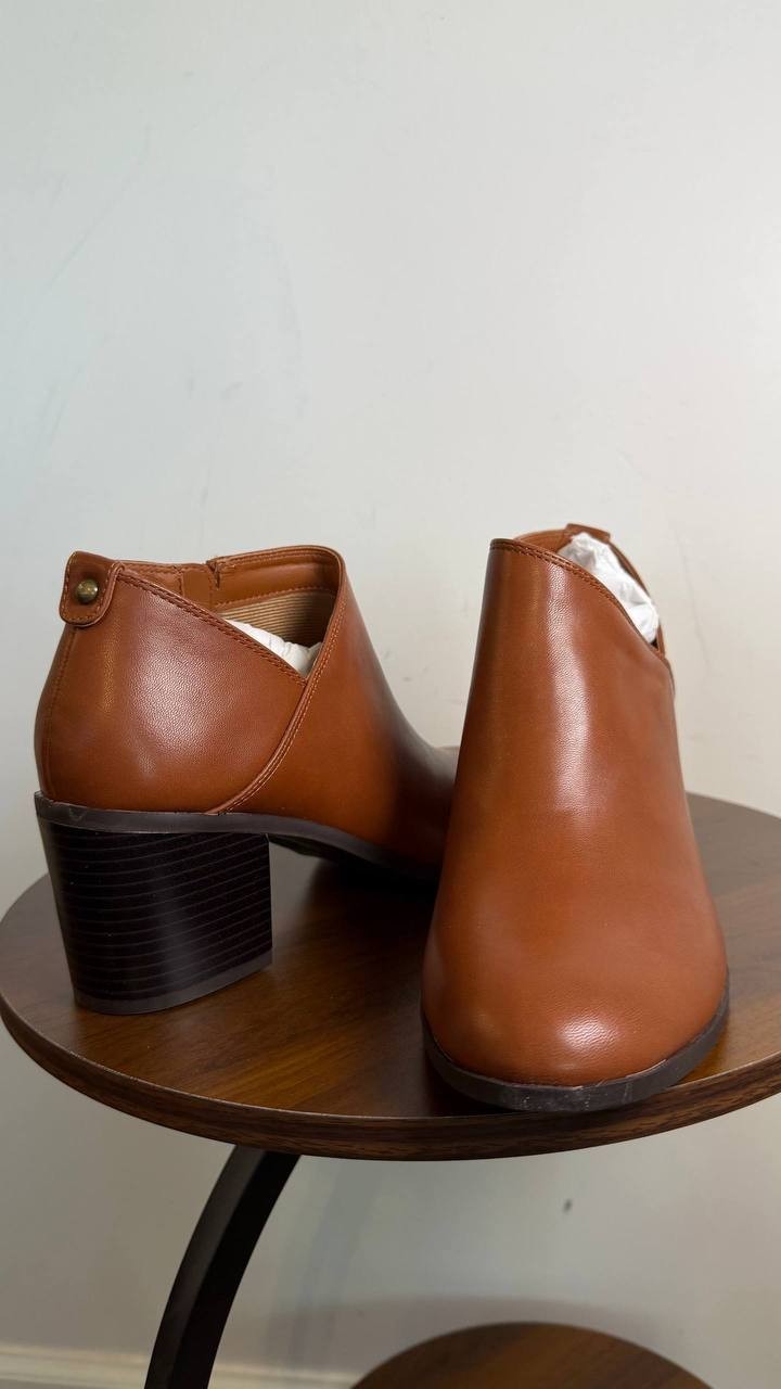 Style & Co Felaa Block Heel Booties Acorn Brown 8.5M Man‑Made $79.90 NWB
