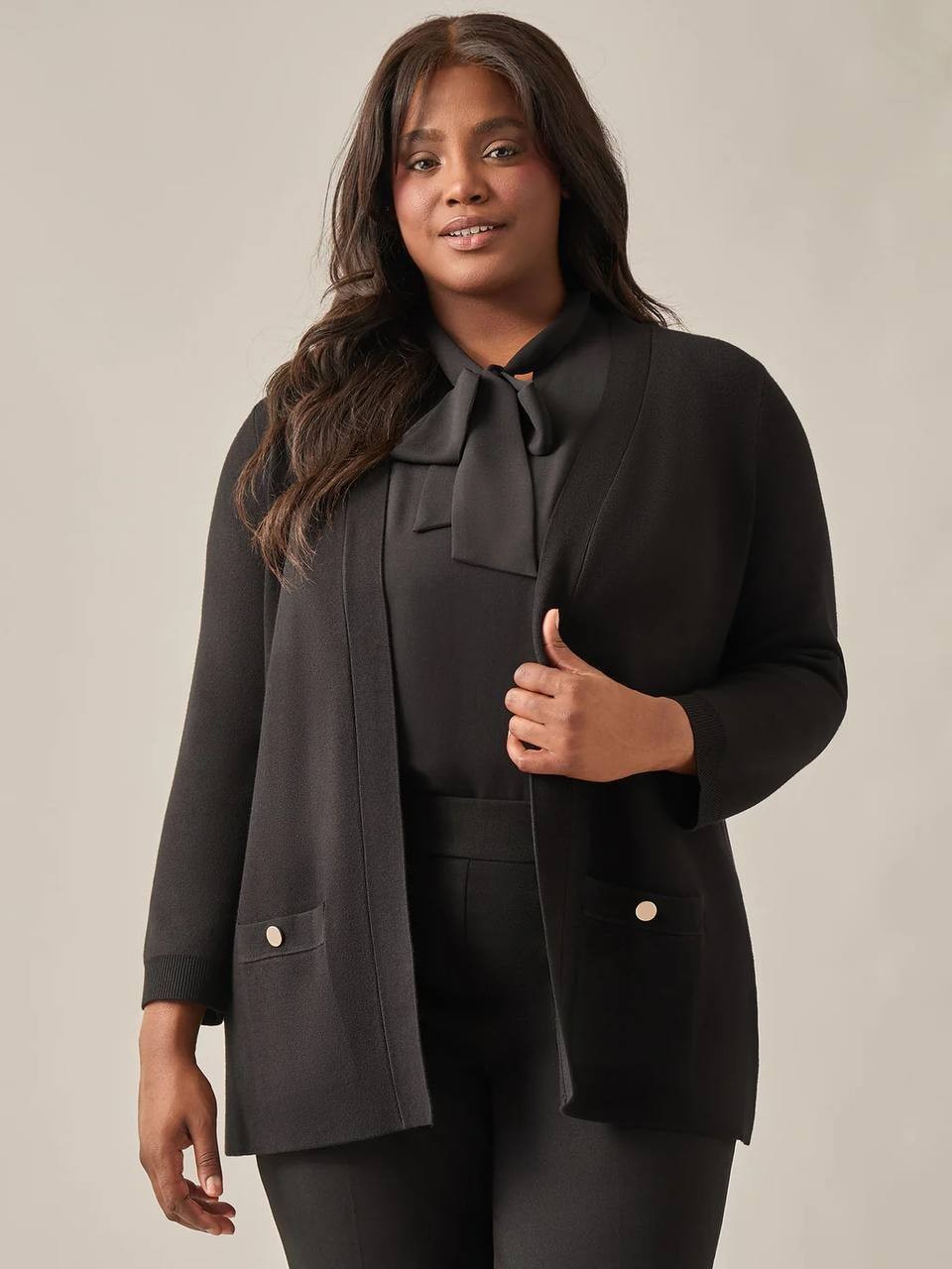 Kasper - Women's - Open Front - Long-Sleeve Cardigan - NWT - Black