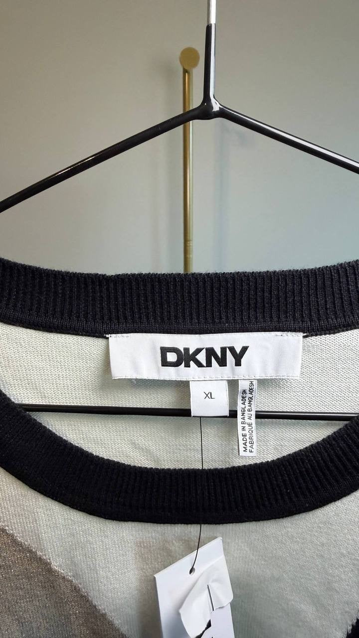 DKNY Short‑Sleeve Color‑Block Sweater Multi XL NWT $79