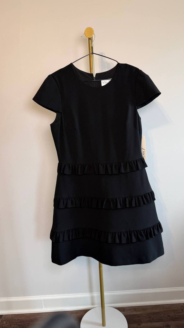 Eliza J Women’s Ruffle‑Tiered A‑Line Dress Black 10 NWT $118