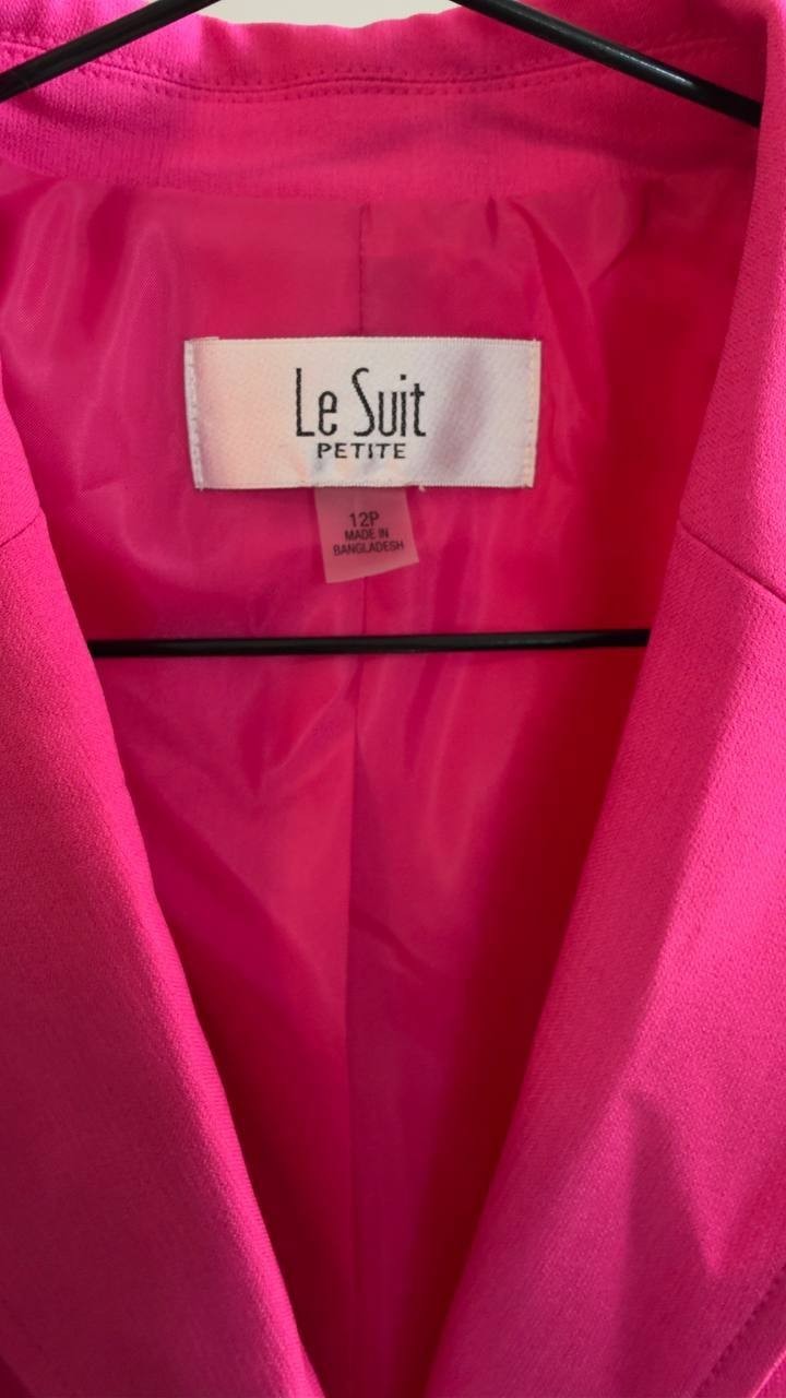 Le Suit Notch‑Lapel Mid‑Rise 2‑Piece Pantsuit 12P Lipstick NWT $235