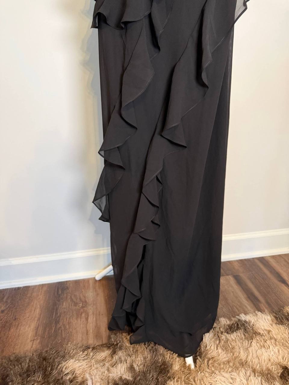CeCe Ruffled Halter Maxi Dress –Black– Size 12 – NWT – $119