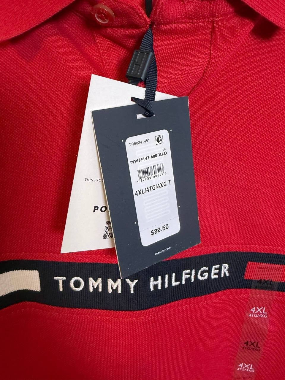 Tommy Hilfiger Chest Insert Polo Shirt Medium Red 4XL NWT $89.50
