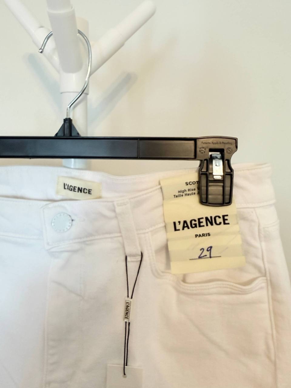 L’AGENCE “Scottie” Wide‑Leg Premium Denim Jeans – White – Size 29 – NWT – $255