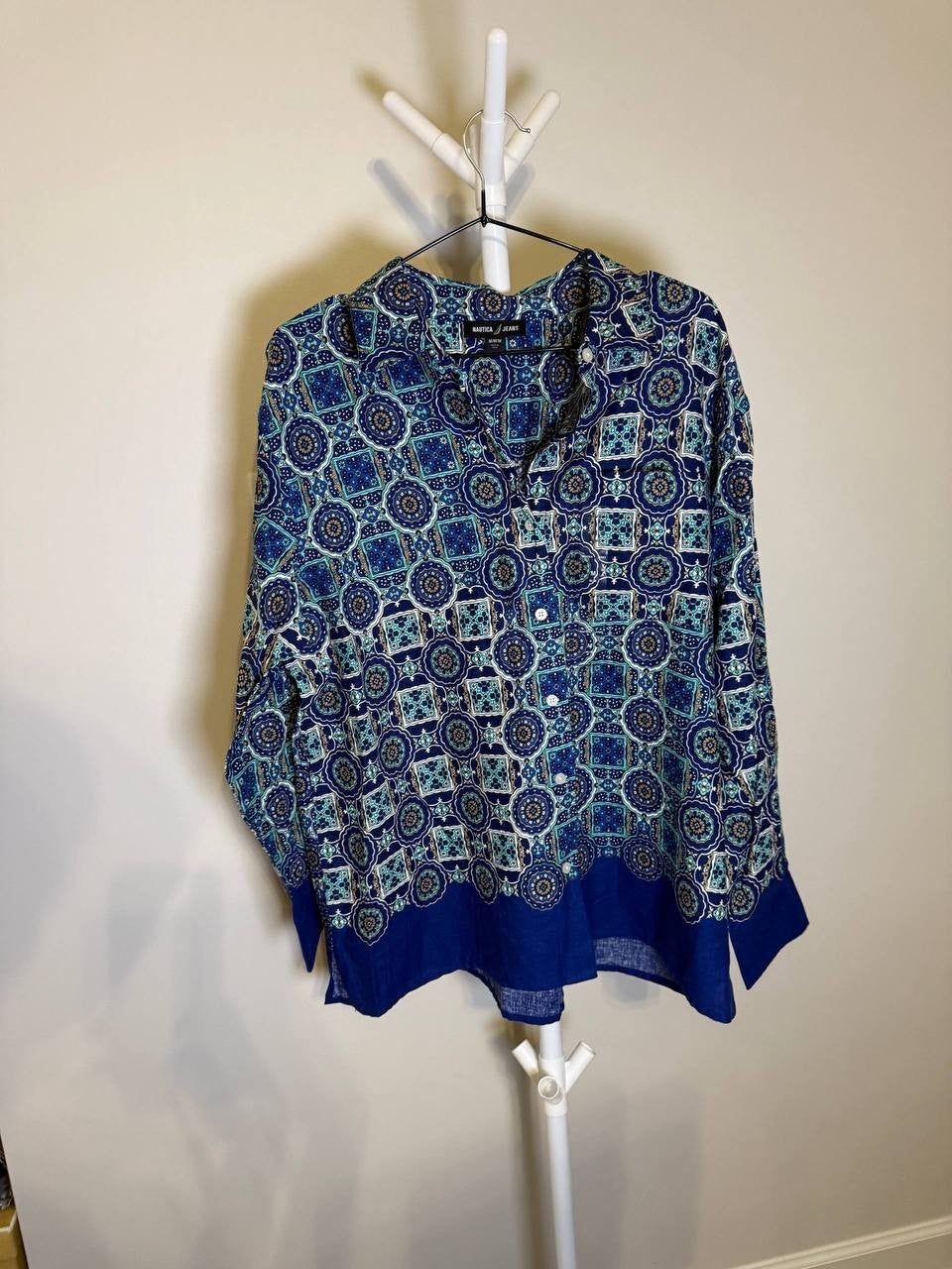 Nautical Jeans Geometric Print Button-Up Shirt – Size M – NWOT