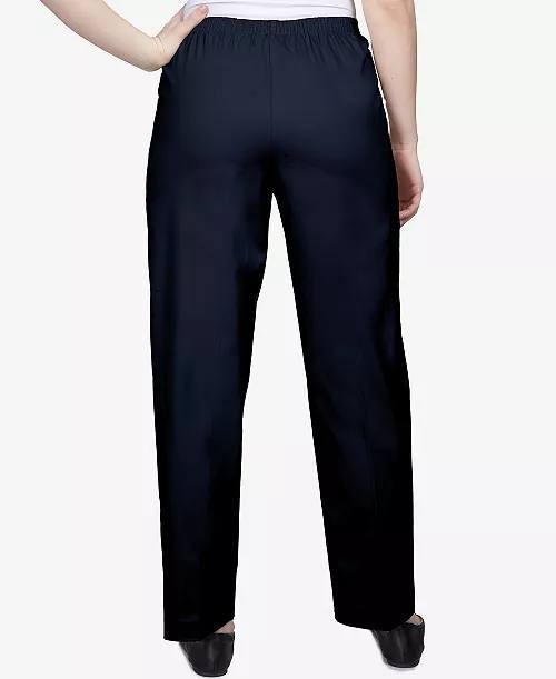 Alfred Dunner Plus Size 18 Navy Twill Pull-On Pants, Classic Straight Leg