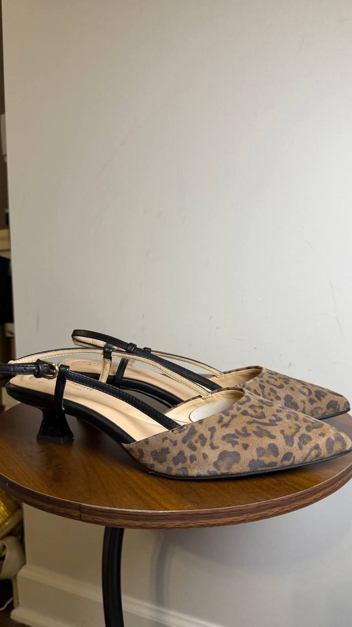 Easy Spirit Leopard Leather Slingback Pumps 9.5M New w/o Box MSRP $109