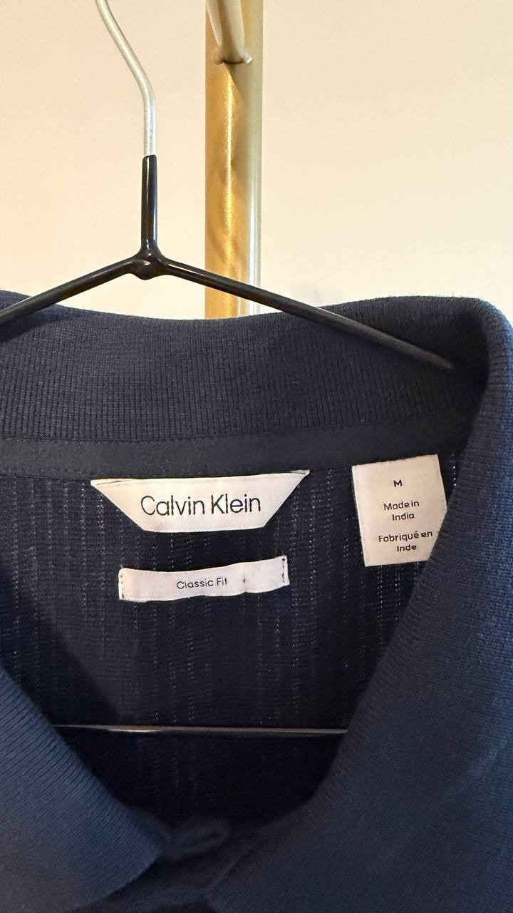 Calvin Klein Men’s Classic Fit Polo Shirt Navy M 100% Cotton NWOT