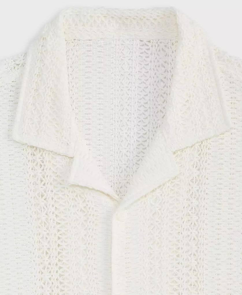 Mode of One Men’s Relaxed‑Fit Textured Crochet  Camp Shirt M $49.50 NWT