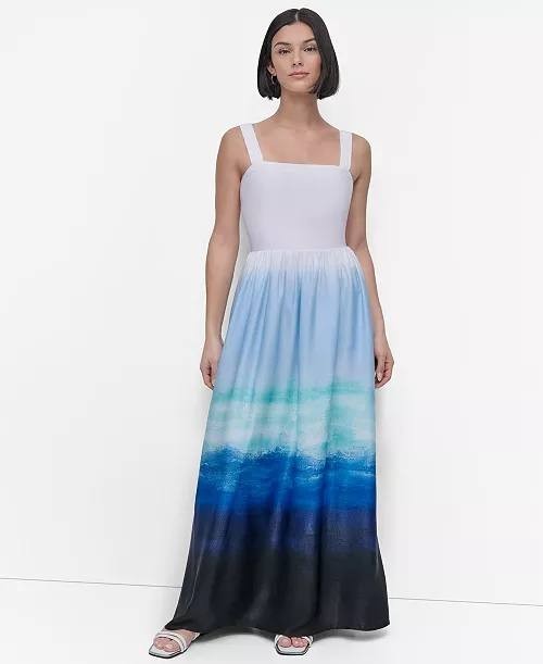 DKNY Maxi Dress Sleeveless Satin Printed Pink XL NWT MSRP $149