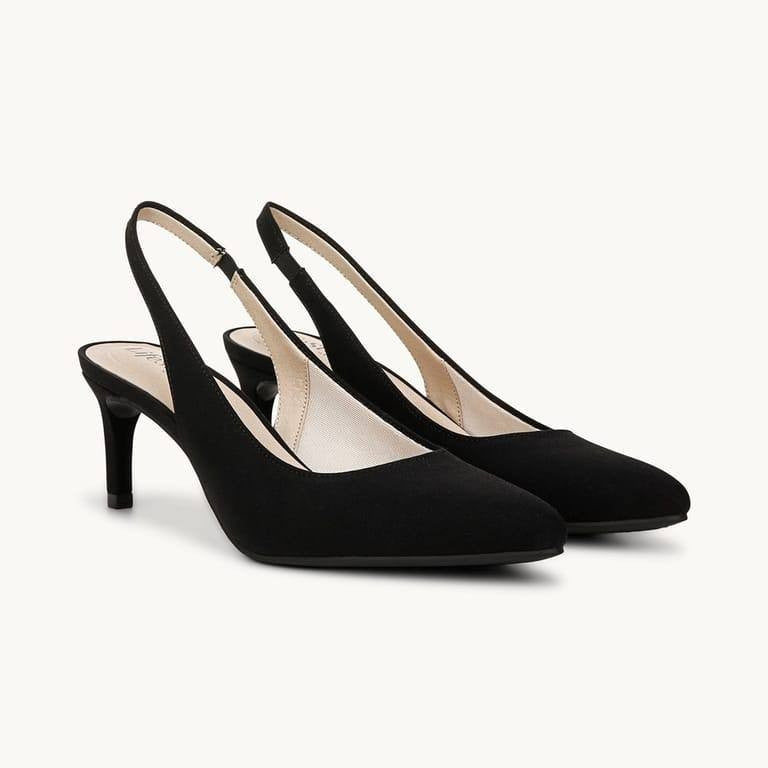 LifeStride Black Microfiber Slingback Pumps 9M New in Box MSRP $79.99