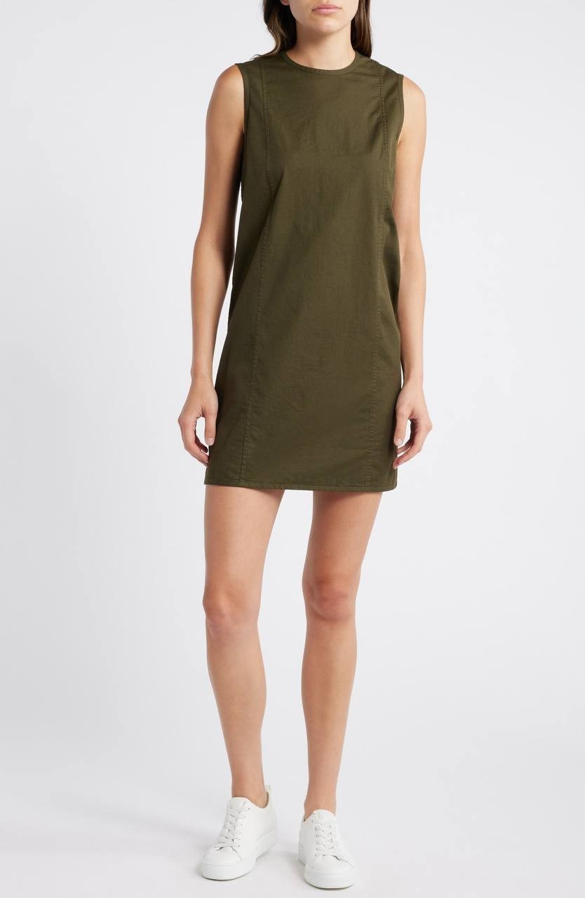 Theory Olive Green Sleeveless Shift Mini Dress – Size 0 – NWT-$172.50