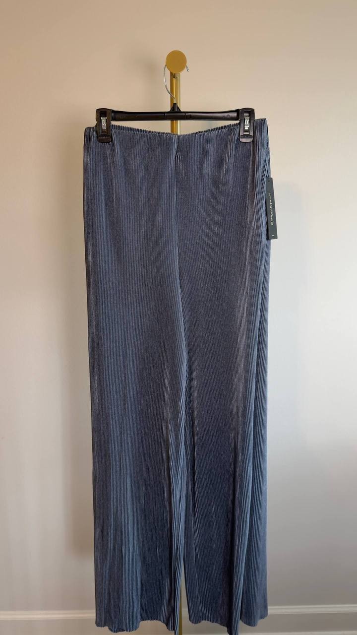 Donna Karan New York Blue Pull-On Pleated Wide-Leg Pants Size M NWT $99