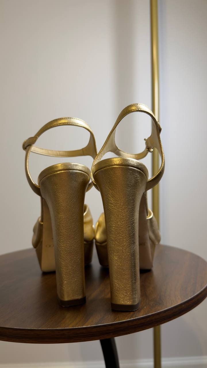 Jimmy  Choo  Platform  Sandals  Gold  Pre‑owned Size 40   $250