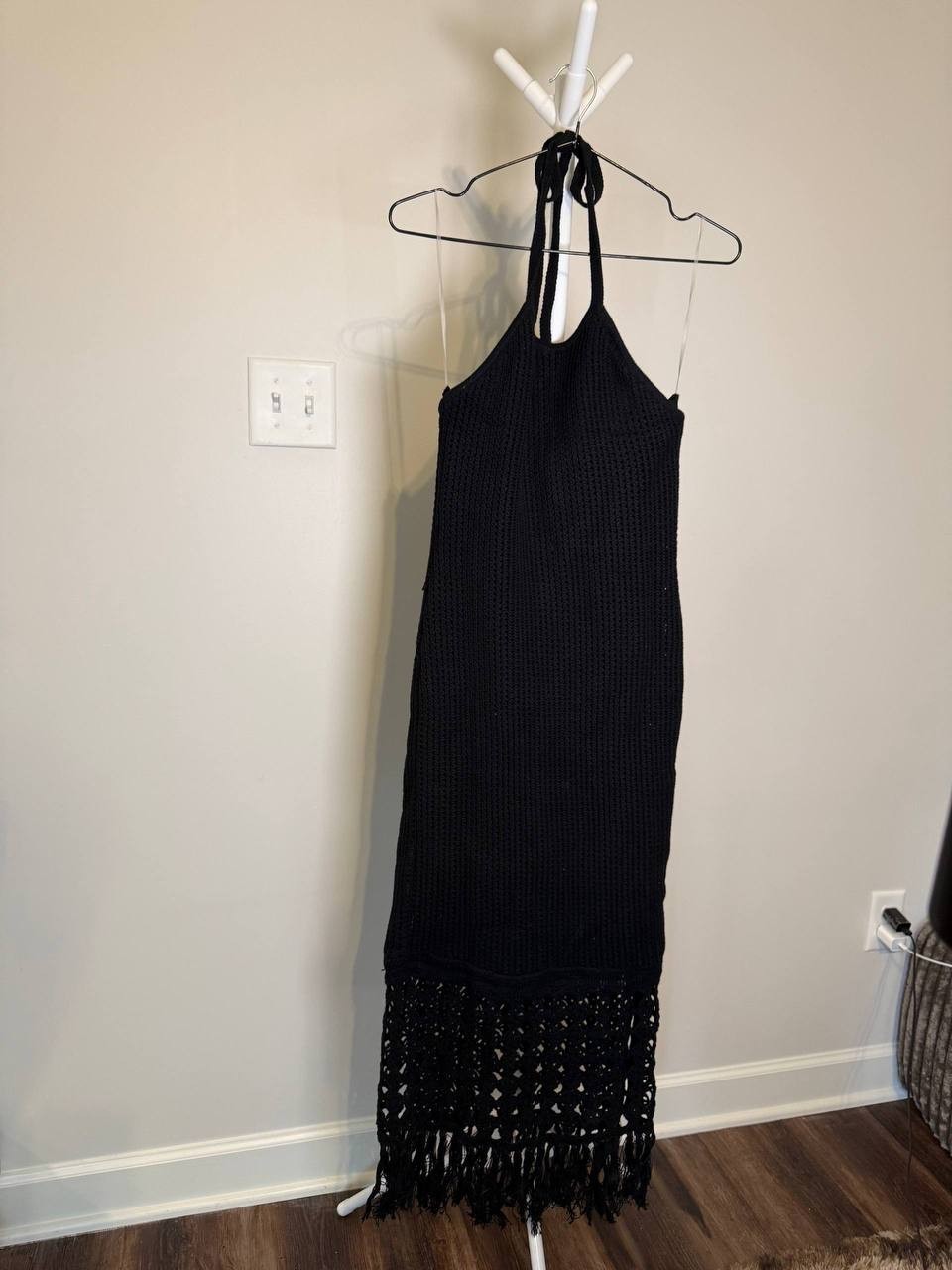 Sanctuary Promenade Open Stitch Halter Sweater Dress–Size S–Black–NWT–MSRP$189