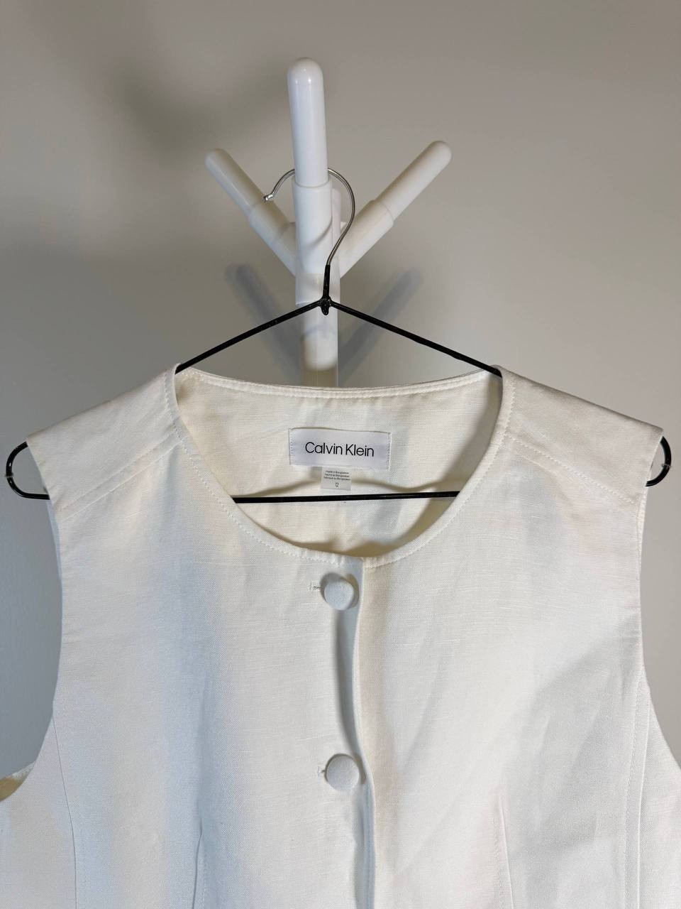 Calvin Klein Linen Blend Vest – Cream – Size 12 – NWT – $139