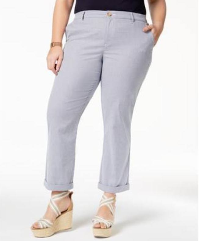 Tommy Hilfiger Plus‑Size Pinstripe Hampton Chino Pants – Size 18 – NWT – $59.50
